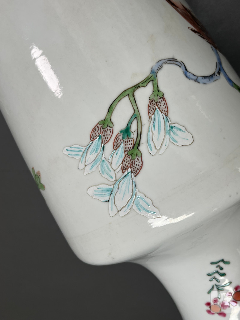 清雍正 粉彩花鸟图棒槌瓶 - 图14